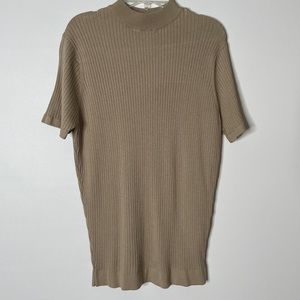 Zara Ribbed Mock Neck Shirt Medium